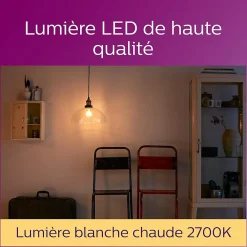Philips Ampoule B22, Culot À Baïonnette|Ampoule Led Fonctionnelle<2 ampoules LED à filament A60 B22 806lm = 60W Ø6cm blanc chaud