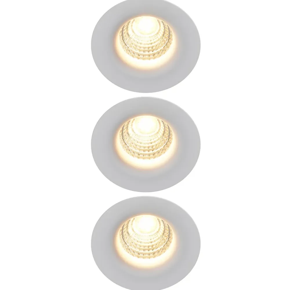 Best GoodHome 3 spots encastrables Hobson LED intégrée blanc chaud IP20 dimmable 450lm 6.1W Ø8.8xH.5.3cm blanc