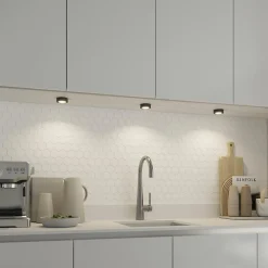 Clearance GoodHome 3 spots Ledyard LED intégrée blanc neutre IP20 200lm 2W Ø6,4xH.2cm noir