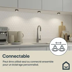 Clearance GoodHome 3 spots Ledyard LED intégrée blanc neutre IP20 200lm 2W Ø6,4xH.2cm noir