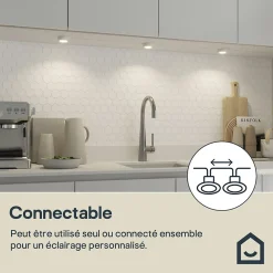 GoodHome Spot Sous Meuble<3 spots Ledyard LED intégrée blanc neutre IP20 200lm 2W Ø6,4xH.2cm blanc