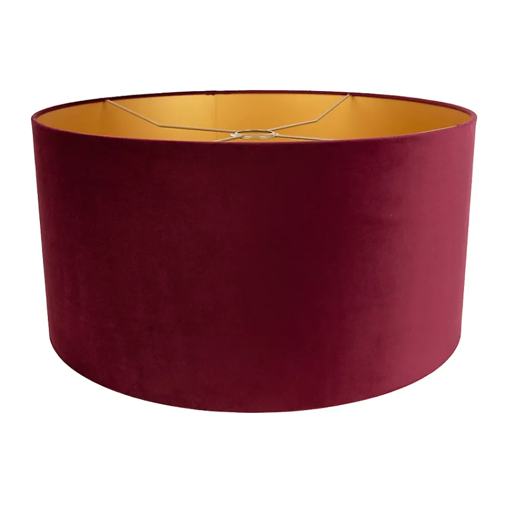 Best Qazqa Abat-jour en velours rouge 50/50/25 avec intérieur doré