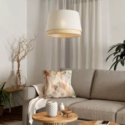 Clearance EGLO Abat-jour pour suspension cône en tissu et raphia Ø.38cm , Tabley 2