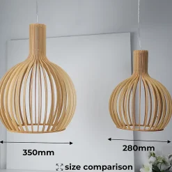 Alpinaluz Suspension Design 28cm en Bois Style Nordique Artisanal E27 Hauteur Réglable pour Cuisine ou Salon