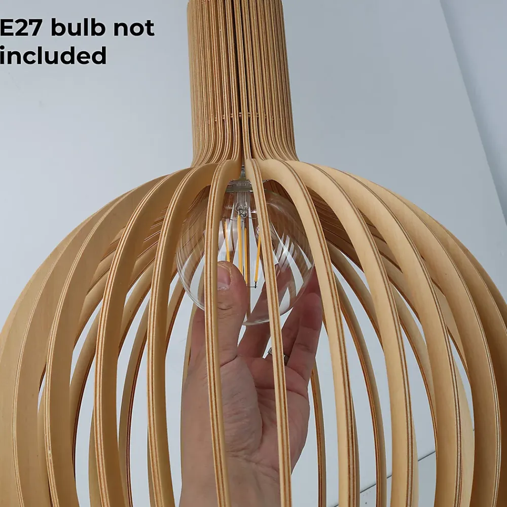 Alpinaluz Suspension Et Lustre<Suspension Design 35cm en Bois Style Nordique Artisanal E27, Hauteur Réglable pour Cuisine ou Salon