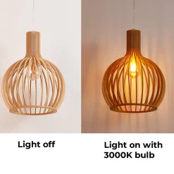 Alpinaluz Suspension Et Lustre<Suspension Design 35cm en Bois Style Nordique Artisanal E27, Hauteur Réglable pour Cuisine ou Salon