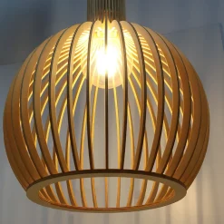 Alpinaluz Suspension Et Lustre<Suspension Design 35cm en Bois Style Nordique Artisanal E27, Hauteur Réglable pour Cuisine ou Salon