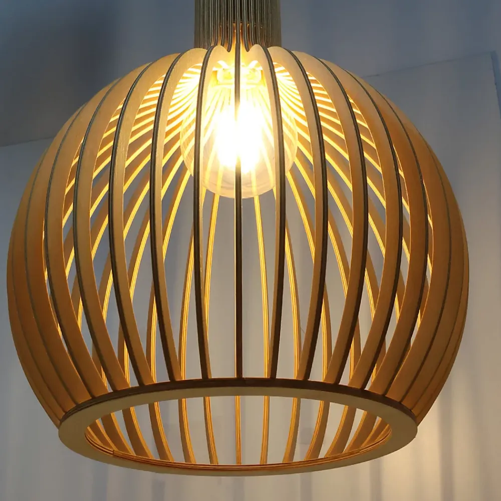 Alpinaluz Suspension Et Lustre<Suspension Design 35cm en Bois Style Nordique Artisanal E27, Hauteur Réglable pour Cuisine ou Salon