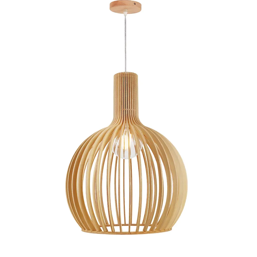 Alpinaluz Suspension Et Lustre<Suspension Design 35cm en Bois Style Nordique Artisanal E27, Hauteur Réglable pour Cuisine ou Salon