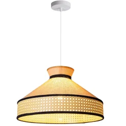 Alpinaluz Suspension Et Lustre<Suspension en rotin Style Bohème Naturel, Tressée à la Main, Douille E27 pour Salon ou Salle à Manger
