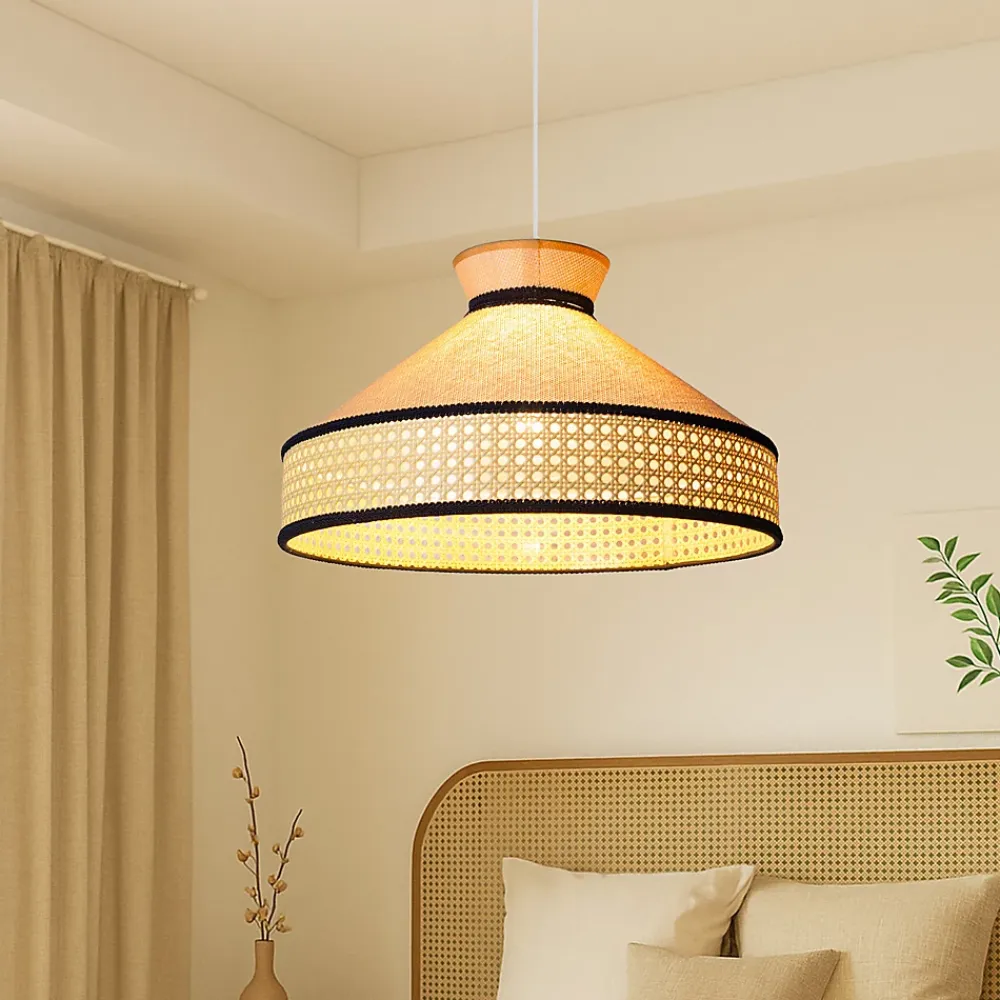 Alpinaluz Suspension Et Lustre<Suspension en rotin Style Bohème Naturel, Tressée à la Main, Douille E27 pour Salon ou Salle à Manger