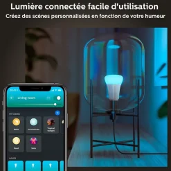 Hot Philips Ampoule connectée connectée dimmable Bluetooth Hue IP20 A60 E27 1100lm 11W multicolore
