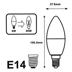 Best Silumen Ampoule E14 LED 8W 220V C37 180 (Pack de 10) - Blanc Chaud 2300k - 3500k -