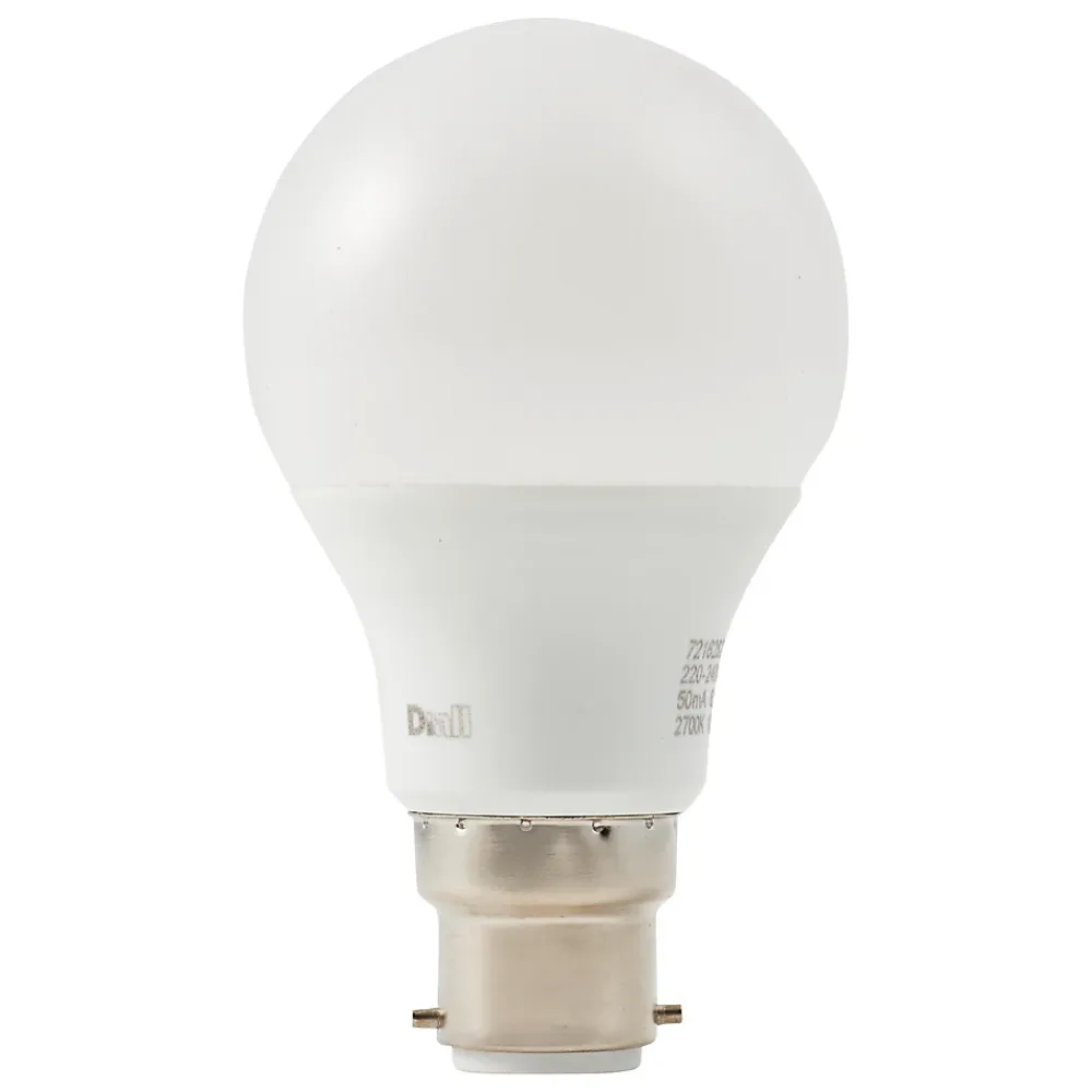 Clearance Diall Ampoule LED A60 B22 806lm 7.3W = 60W Ø6cm blanc neutre