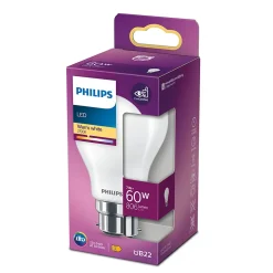 Philips Ampoule B22, Culot À Baïonnette<Ampoule LED B22 A60 dépoli 806lm 7W = 60W IP20 blanc chaud