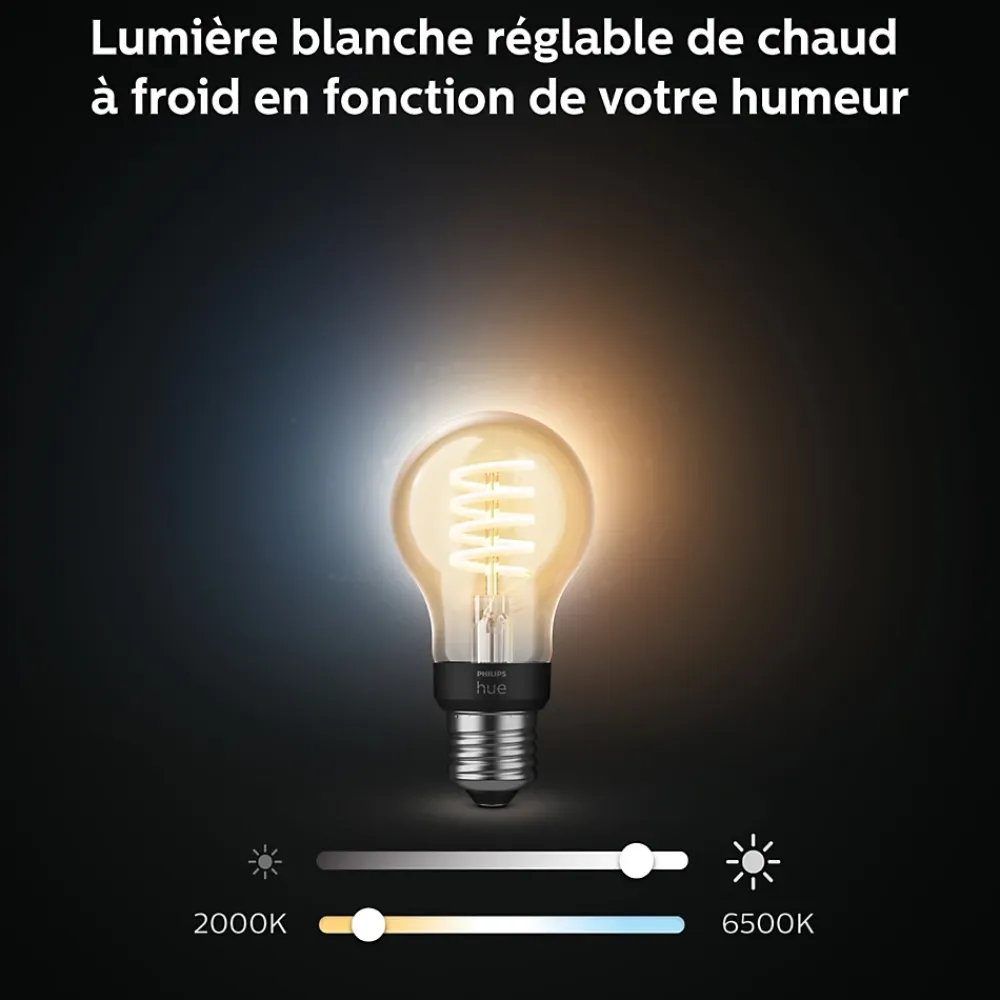 Best Philips Hue Ampoule LED connectée A60 IP20 E27 550lm 7W blanc