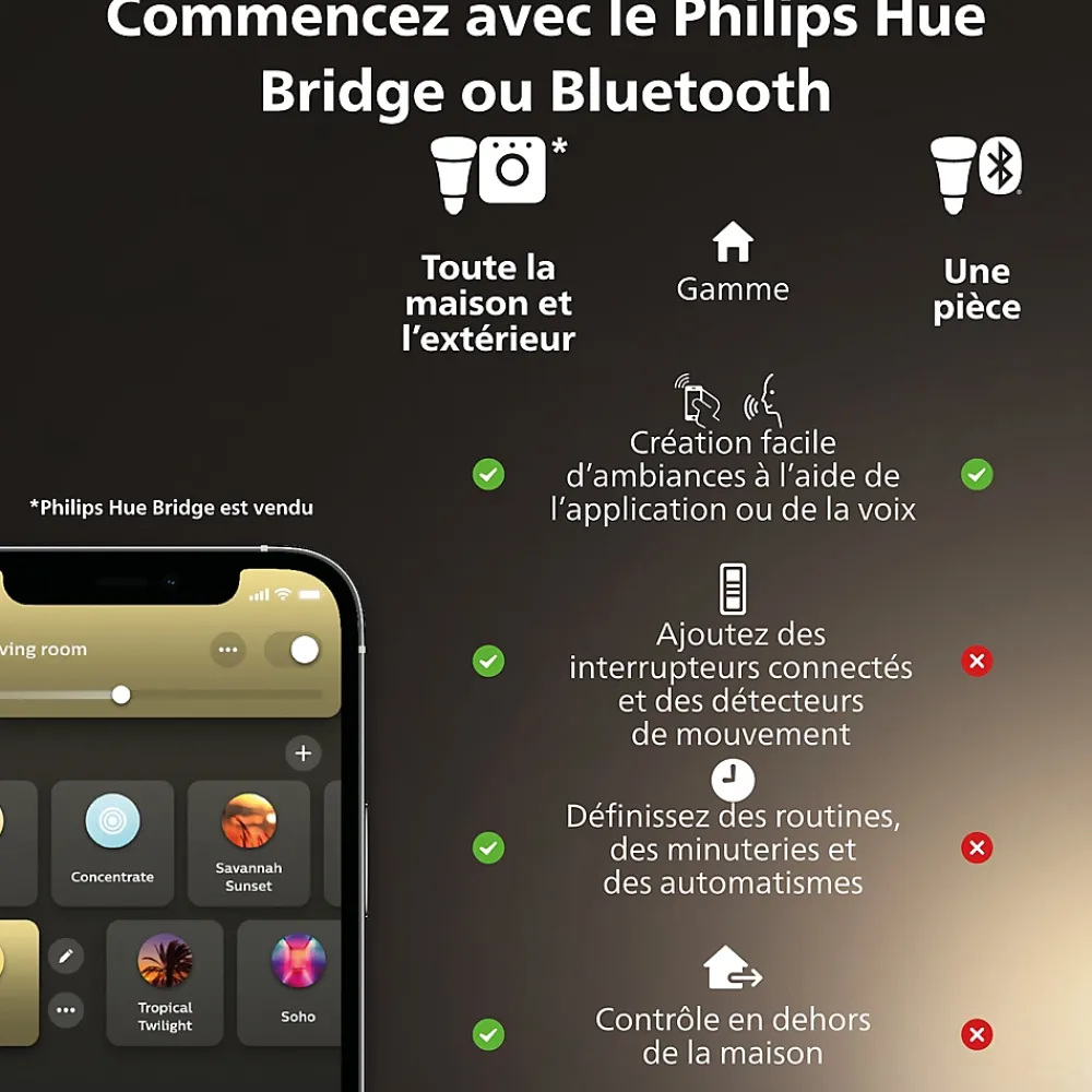 Best Philips Hue Ampoule LED connectée A60 IP20 E27 550lm 7W blanc