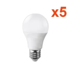 Best Silamp Ampoule LED E27 9W 220V A60 180 degrés (Pack de 5) - Blanc Chaud 2300K - 3500K -