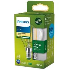 Best Philips Ampoule LED globe UltraEfficient filament transparante E14 485lm 2.3W = 40W IP20 blanc froid