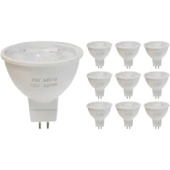 New Silamp Ampoule LED GU5.3 / MR16 12V 8W SMD 80 degrés (Pack de 10) - Blanc Chaud 2300K - 3500K -