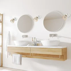 Best EGLO Applique de salle de bain Cintoia blanc et rotin A60 Standard IP44