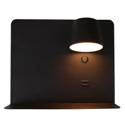 Alpinaluz Applique Murale Intérieure<Applique LED en Aluminium Noir Orientable de 6W 2800K avec Interrupteur Base de Charge Grande et Port USB.