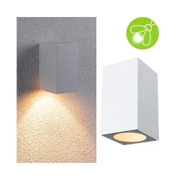 Best Paulmann Applique LED Flame favorable aux insectes IP44 carré 58x103mm 2200K 4W 265lm 230V 75 Blanc Métal