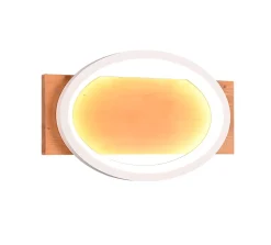 Trio Applique Led murale ou plafond 16W blanc mat bois naturel - - Barca