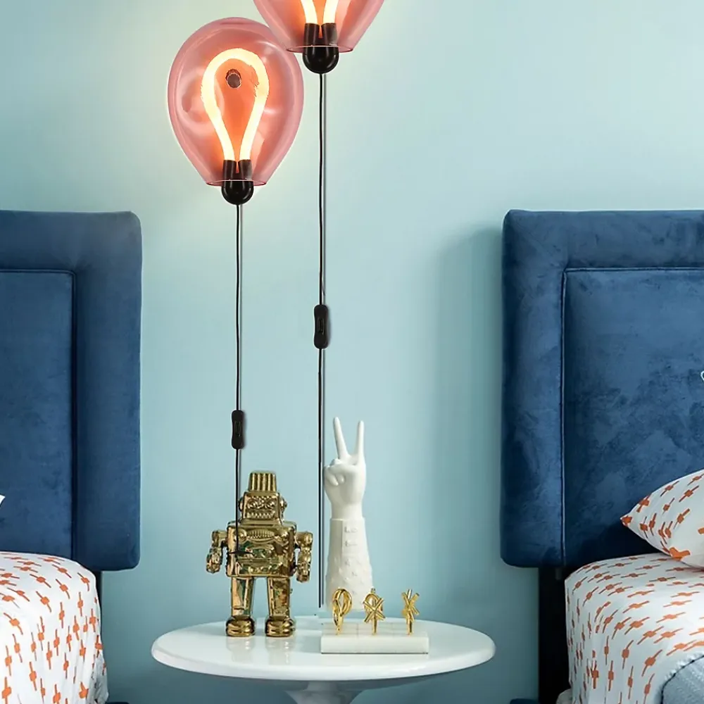 Alpinaluz Applique Murale Intérieure<Applique mural LED poli en forme de ballon verre coloré froissé lumière chaude 8W avec interrupteur intégré dans le câbl