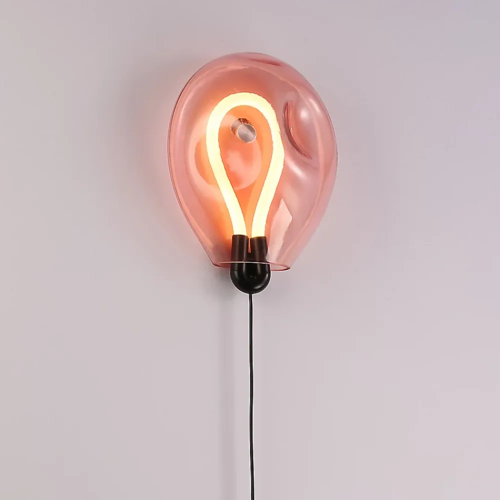 Alpinaluz Applique Murale Intérieure<Applique mural LED poli en forme de ballon verre coloré froissé lumière chaude 8W avec interrupteur intégré dans le câbl