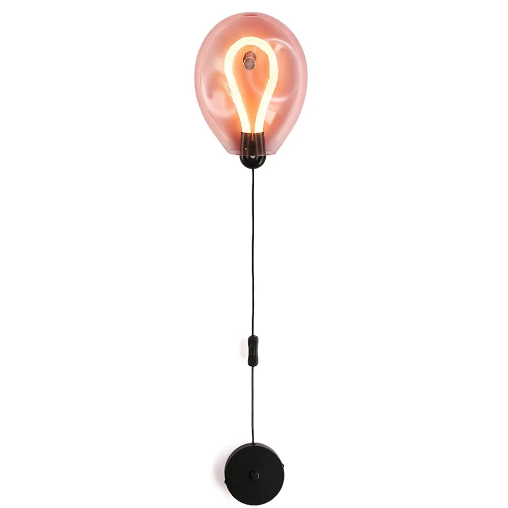 Alpinaluz Applique Murale Intérieure<Applique mural LED poli en forme de ballon verre coloré froissé lumière chaude 8W avec interrupteur intégré dans le câbl