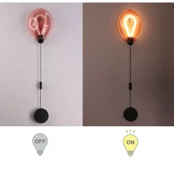Alpinaluz Applique Murale Intérieure<Applique mural LED poli en forme de ballon verre coloré froissé lumière chaude 8W avec interrupteur intégré dans le câbl