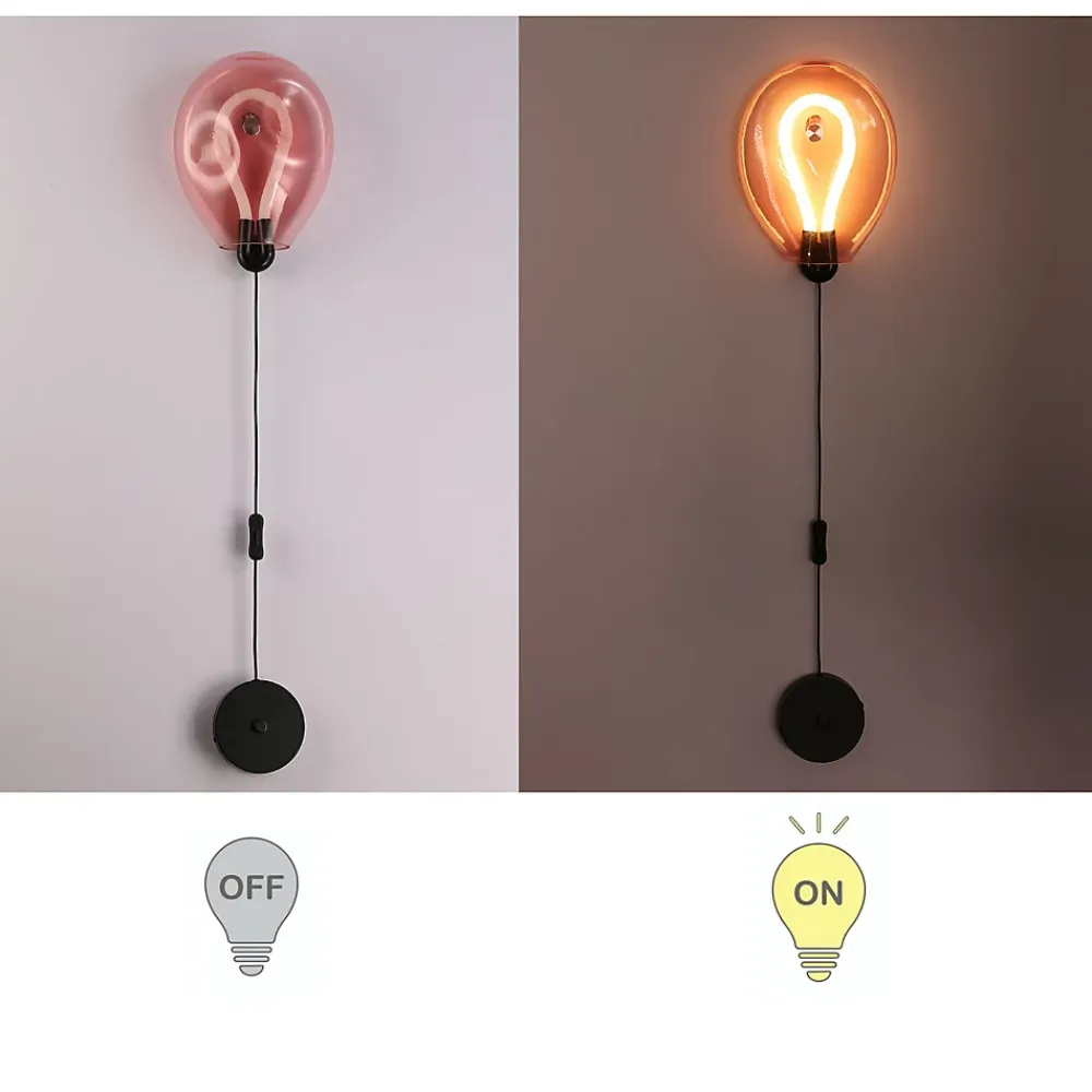 Alpinaluz Applique Murale Intérieure<Applique mural LED poli en forme de ballon verre coloré froissé lumière chaude 8W avec interrupteur intégré dans le câbl