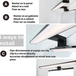 Alpinaluz Applique Murale Intérieure<Applique Mural LED Slim pour Salle de Bain et Miroir en Aluminium8W40cmIP44 Lumière Blanche Neutre 4000K Noir