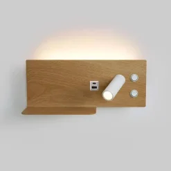 Alpinaluz Applique Murale Intérieure<Applique mural 7W spot orientable 3W avec port USB et Type C interrupteurs lumière 2700K spot droit en métal effet bois.