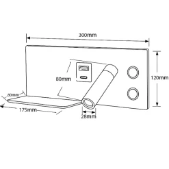 Alpinaluz Applique Murale Intérieure<Applique mural 7W spot orientable 3W avec port USB et Type C interrupteurs lumière 2700K spot droit en métal effet bois.