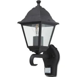 Applique Murale Extérieure<Applique murale à détection Varennes E27 60W IP44 GoodHome noir