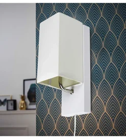 Autres Applique Murale Pour Chambre|Applique Pour Salon<Applique murale abat jour tissu blanc socle metal Lampe 1 spot lumière LED
