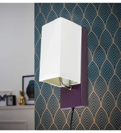 Autres Applique Murale Intérieure|Applique Murale Pour Cuisine<Applique murale abat jour tissu blanc socle metal Violet Lampe 1 spot lumière LED