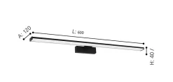 Clearance Eglo Applique murale de salle de bain noir Pandella LED intégrée 1350lm IP44 11W blanc froid