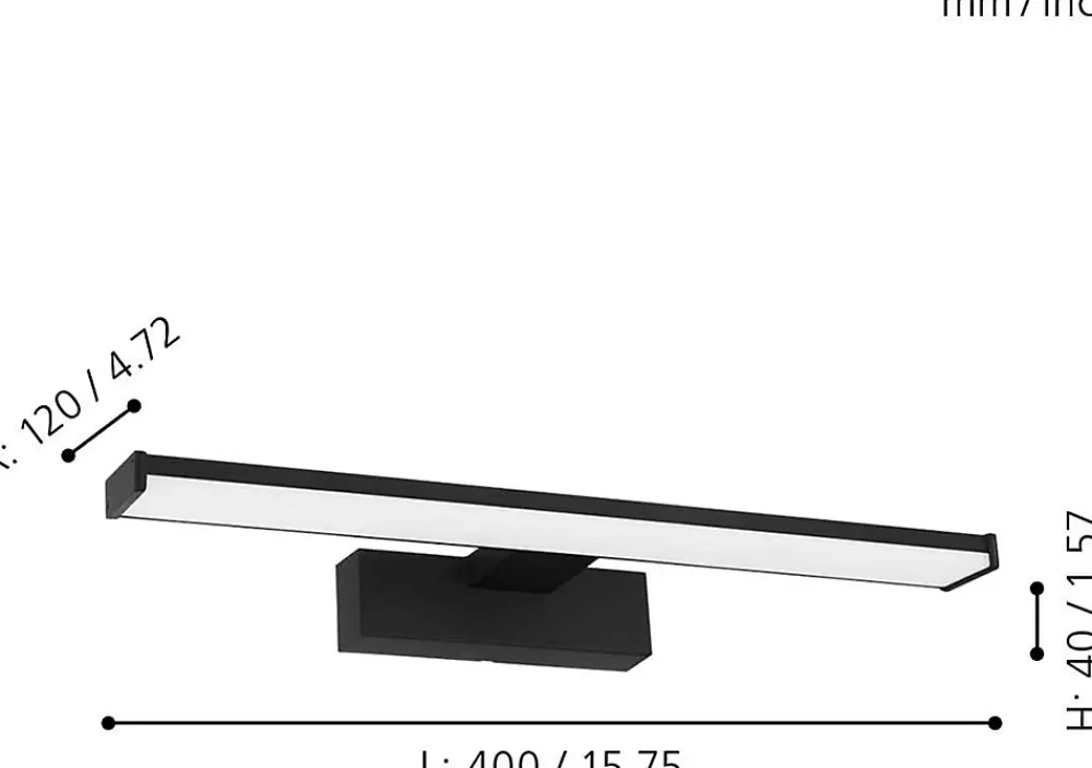 Eglo Eclairage Miroir De Salle De Bains<Applique murale de salle de bain Pandella LED intégrée 900lm IP44 11W blanc froid noir