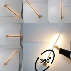 Alpinaluz Applique Pour Salon|Applique Murale Pour Cuisine<Applique Murale Linéaire Rotative 10W 2700K, 60 cm, Aluminium Doré LED Minimaliste à Lumière Chaude
