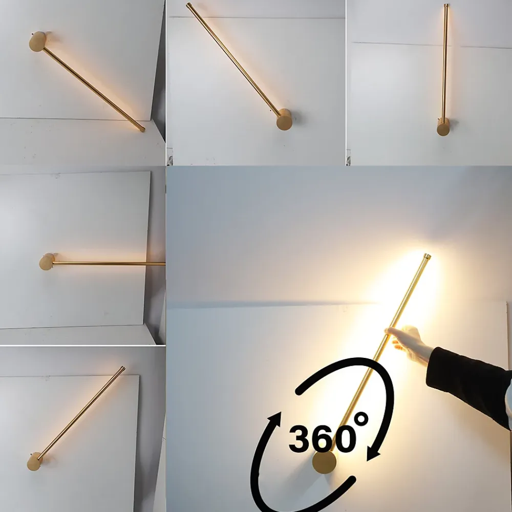 Alpinaluz Applique Pour Salon|Applique Murale Pour Cuisine<Applique Murale Linéaire Rotative 10W 2700K, 60 cm, Aluminium Doré LED Minimaliste à Lumière Chaude