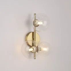 Alpinaluz Applique Pour Salon<Applique Murale Moderne LIMA - Métal Doré avec 3 Boules en Verre Transparent Compatible avec 3 Ampoules G9 pour Intérieu