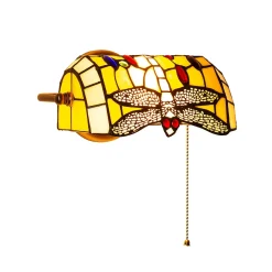 Alpinaluz Applique Murale Pour Cuisine|Applique Murale Pour Salle À Manger<Applique murale rétro en verre style tiffany libellule en cristal mosaïque jaune avec support en laiton, E27