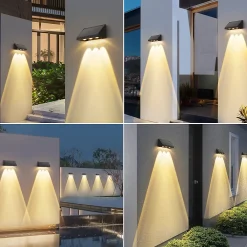 zmh Applique Murale Extérieure|Éclairage Solaire<Applique Murale Solaire D'extérieur à LED 3000k Pour Clôture Terrasse Balcon Jardin Escaliers