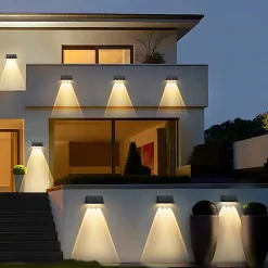zmh Applique Murale Extérieure|Éclairage Solaire<Applique Murale Solaire D'extérieur à LED 3000k Pour Clôture Terrasse Balcon Jardin Escaliers