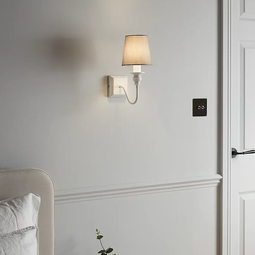 Best GoodHome Applique murale Tulou E14 IP20 gris et blanc