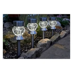 Discount Smart Garden Balise ou lampe solaire verre Crystal, Lot de 4
