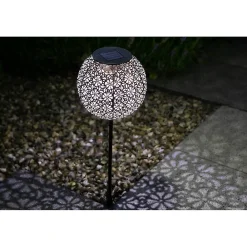 Best Galix Solaire Balise solaire en métal ajouré design rétro- Hauteur 45cm- Diamètre 15cm- 1 LED blanche- 10 Lumens- Eclairage extérieur Jardin